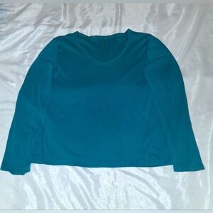 a.n.a Teal V-Neck Long Sleeve Top